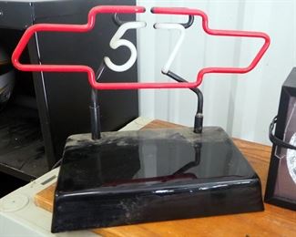 Neon 57 Chevy Bowtie And 32 Ford Table Top Lights, Both Need Repair And Radio Shack Strobe Light
