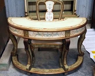 Pulaski Furniture Half Round Dressing Table, 30.5" x 48" x 23", And Chair