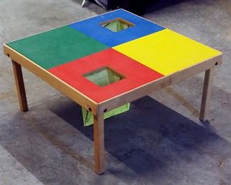 Childs Play Lego Style Play Table, With 2 Netted Baskets, 16.5" x 32" x 32"
