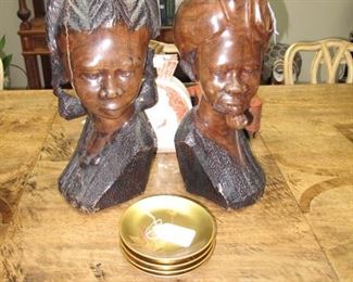 Pair of exquisite hand carved busts