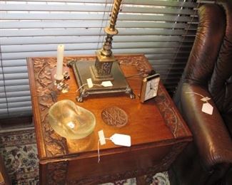Hand carved English drop leaf table