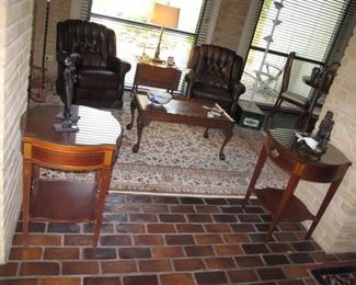 Pair of matching inlaid end tables