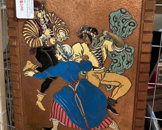 $100! Renaissance Dancers Enamel on Copper Art by Albert Gilles (France) (20th Century).