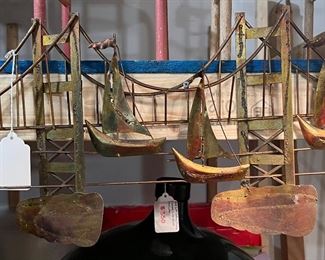 $50! 1960's Brutalist Curtis Jere Style Metal Bridge Wall-Hanging Sculpture.