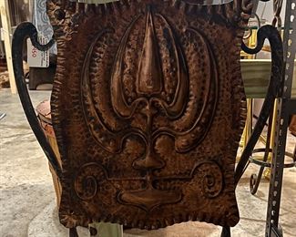 $225! Circa 1900 English Arts & Crafts Movement Hammered Copper/Wrought Iron Fireplace Screen.