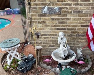 Fountain, Yard Art, Chime, Tiki torches