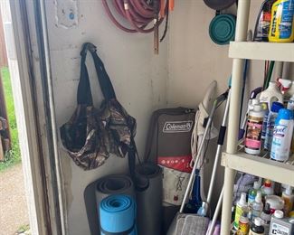 Workout mats, Cleaning products, Inflatable Cot