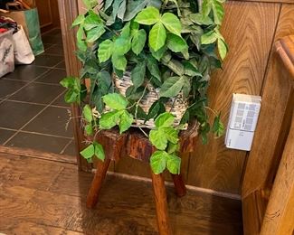 Faux Plant, Wood Stool