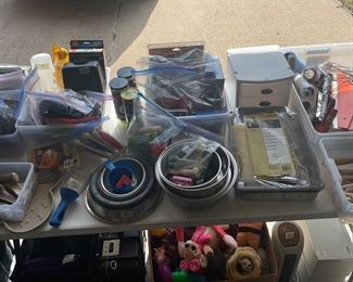Dog items; leashes, Harnesses, Bowls, Scoops, collars, Elk bones, Painting supplies