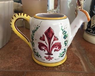 Small ceramic watering can decor item Italy