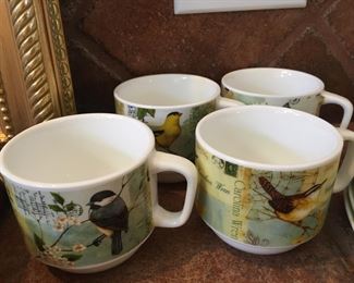 Bird mugs & sandwich plates VGC