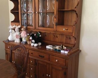 Large rustic buffet w/curved glass in upper doors