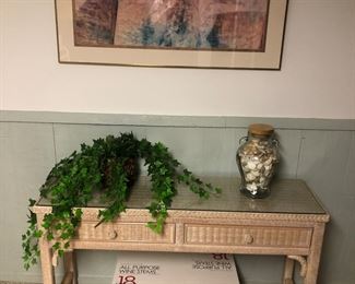 wicker console table 