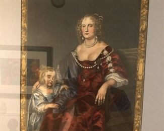 Antique etching hand colored 