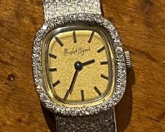 Antique French 1930s 14K diamond ladies watch 