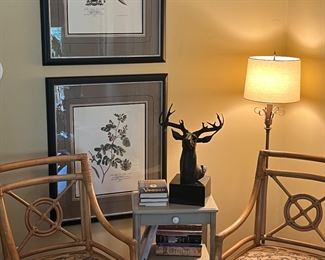 Large bronze deer head on marble base