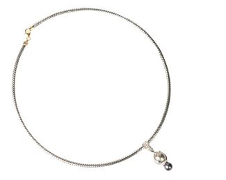 14K Reversible White/yellow Gold Necklace W/14K Pearl And Diamond Pendant