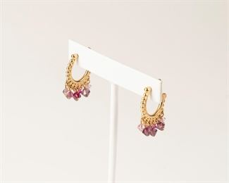 Swan Swarovski Crystal Gold Tone Earrings