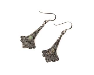 Vintage Sterling Silver  Abalone Drop Dangle Earrings