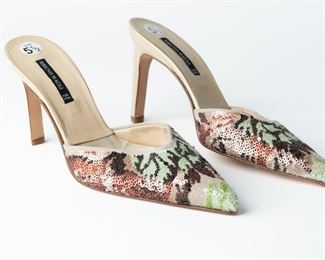 Vintage Bruno Magli Sequined Mules Shoes Size 5-1/2