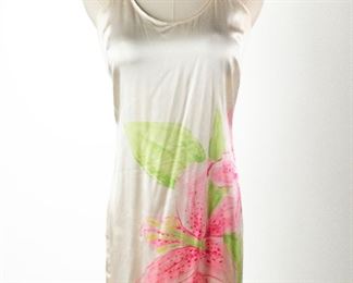 Lilly Pulitzer Cream Silk Pink Lily Flower Lined Dress Size 6