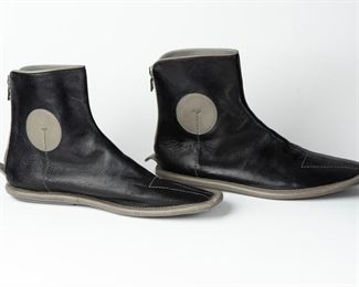 Vintage Prada Black & Grey Ankle Boots Wrestling Shoes Made In Italy - Size 35-1/2 EU - Size 5 US 