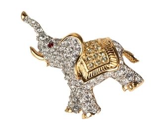 Swarovski Swan Mark Elephant Crystal Brooch 