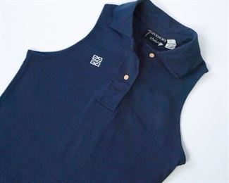 Vintage 1970s Givenchy Sleeveless Navy Blue Polo Shirt / Top - Vintage Size L