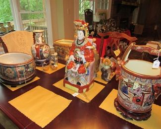 oriental bowls, figurines, mud men