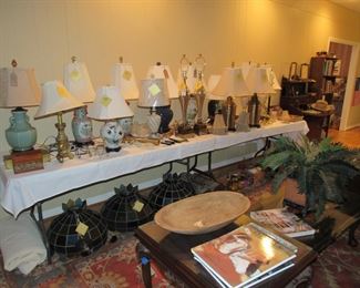 lamps, lamps, lamps, dough bowl, project stained glass fixtures art books