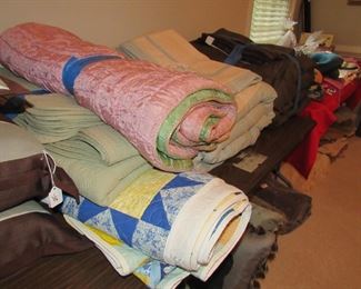 quilts, comforters, pillows