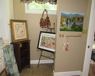 artwork, original and prints, corner shelf