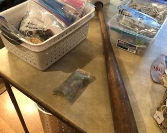 Anthony Alexander and Chico's necklaces, vintage marbles, Georgia Cracker wood bat