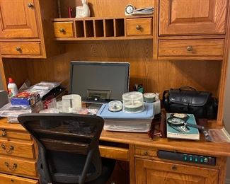 Solid Wood Desk and office equipment