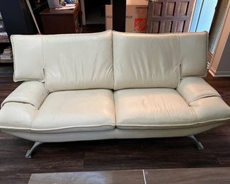 White leather Mid-center modern (MCM) couch
