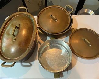 Hand-hammered copper pots