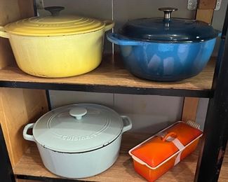 Le Creuset and Cuisinart cast iron Dutch ovens 