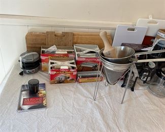 Cutting boards, pasta making tools, food mills