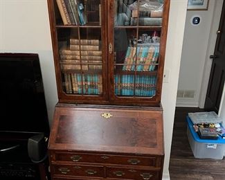 Secretary and vintage antique and rare books