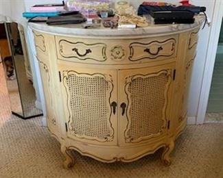 Half circle cabinet with granite top