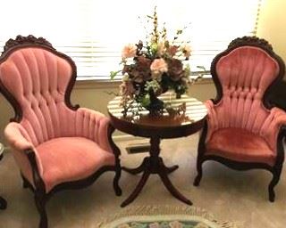 Button and Tufted Back Parlor Chairs---Pristine