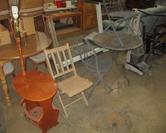 lamp, cahir and patio set