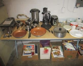 kitchen items, pots and pans