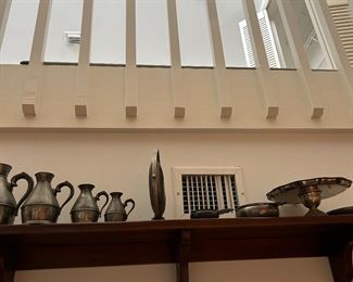 Pewter and wooden shelf