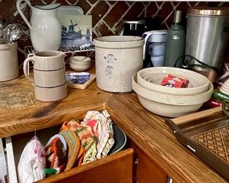 Enamelware Pitcher, Vintage Crock Pitcher, Kitchen Utensils, Keurig Coffee Pot