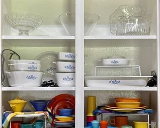 Vintage Corningware Pyroceram Blue Cornflower Cookware, Fiesta Ware Dishes