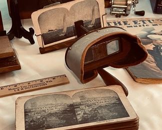 Antique 19th Century Stereoscoptican Slide Viewer with Slides