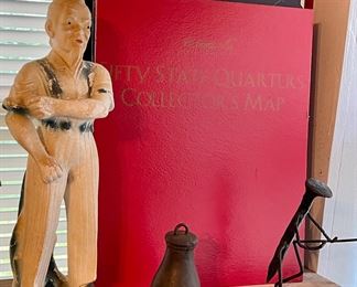 Antique Americana Carnival Prize Chalk Uncle Sam, Coin Folders