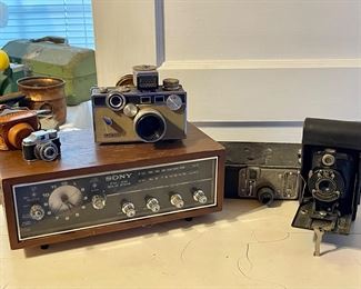Vintage Sony Clock Radio, Vintage Cameras