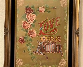 Victorian Framed Chromolithograph “Love One Another”